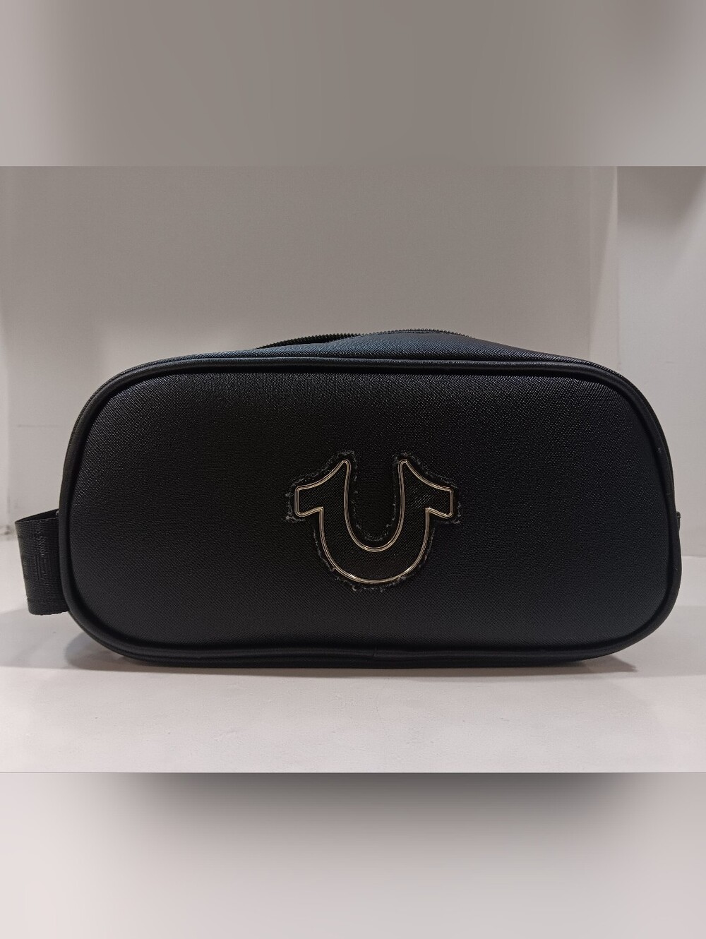 True Religion Black & Gold Horseshoe Toiletry Bag